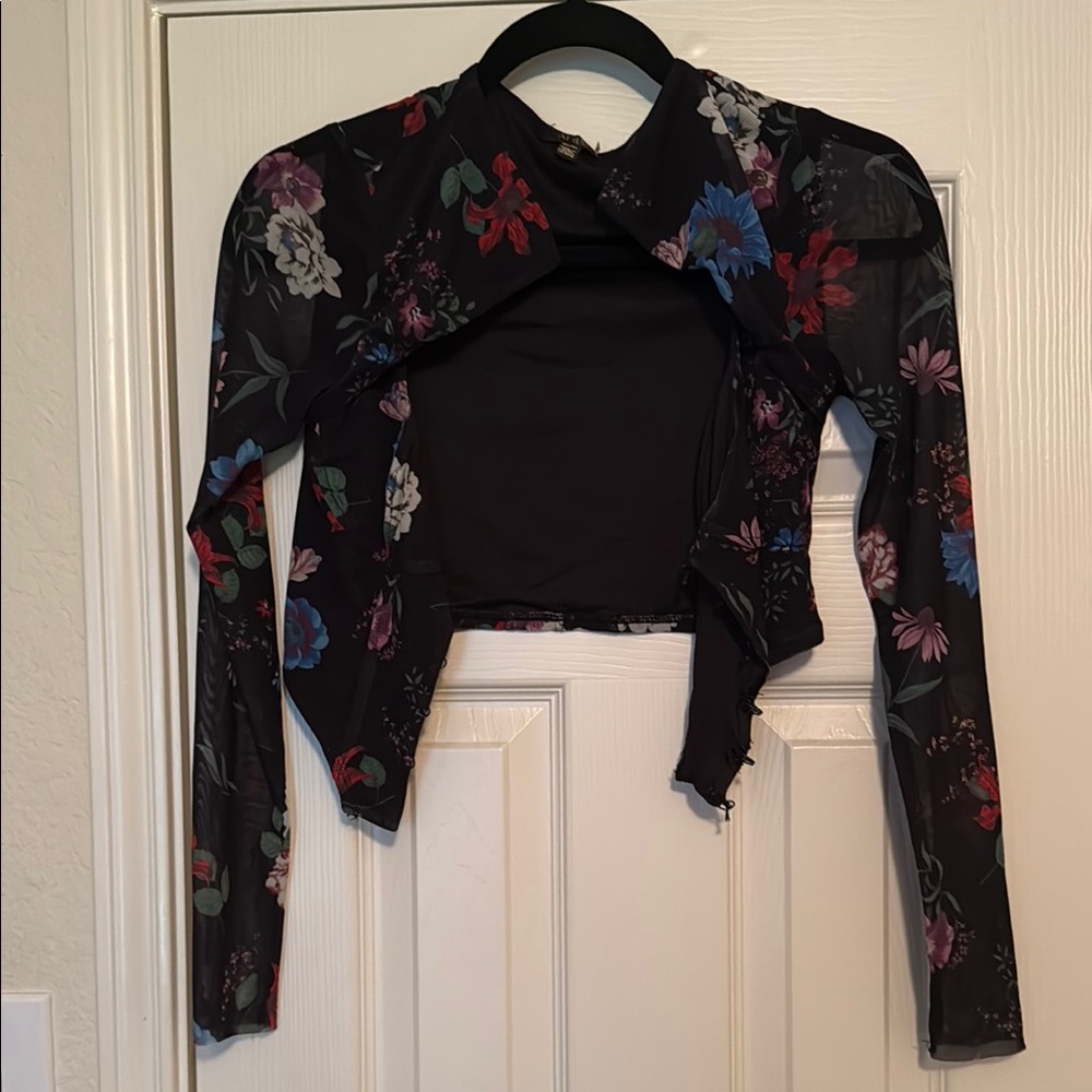 AFRM Black Floral Long Sleeve Blouse